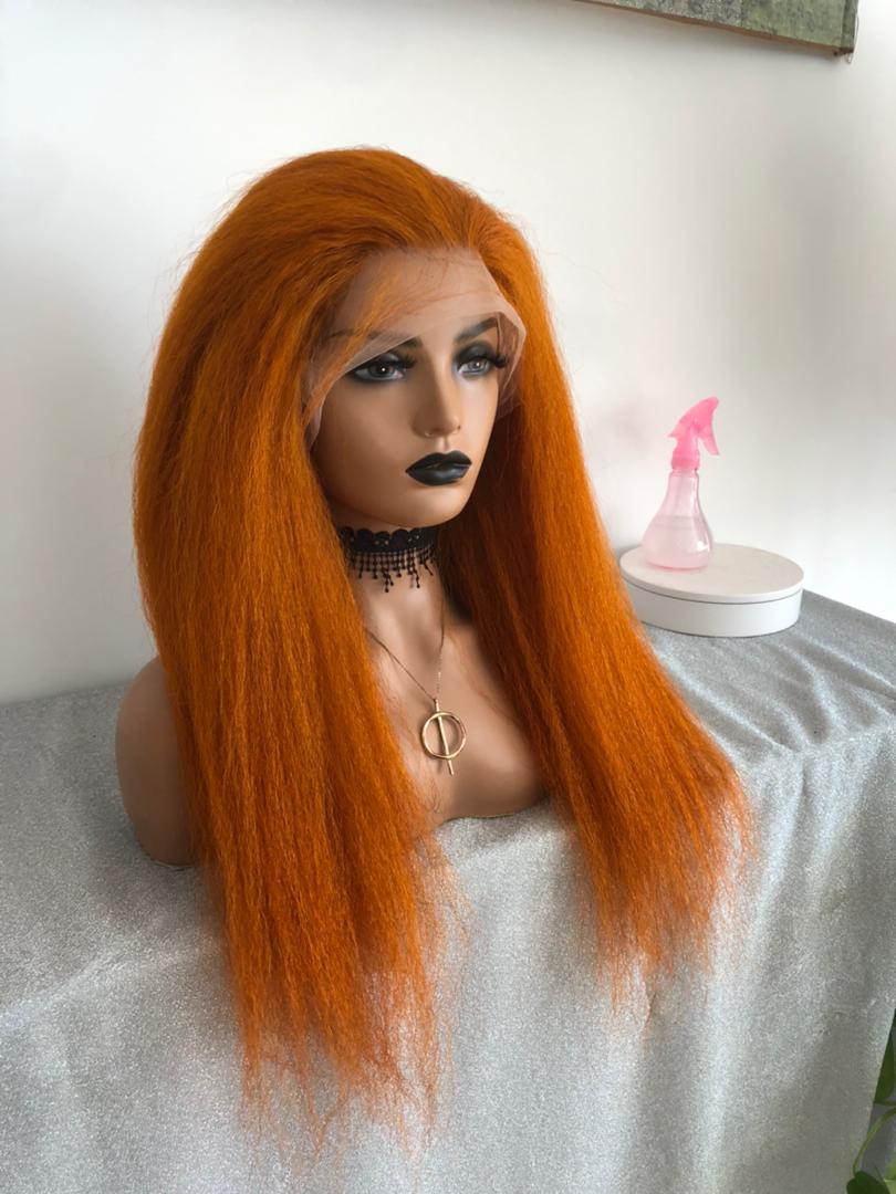 Kinky Frontal Wig Ginger Orange Color Human Hair Wigs