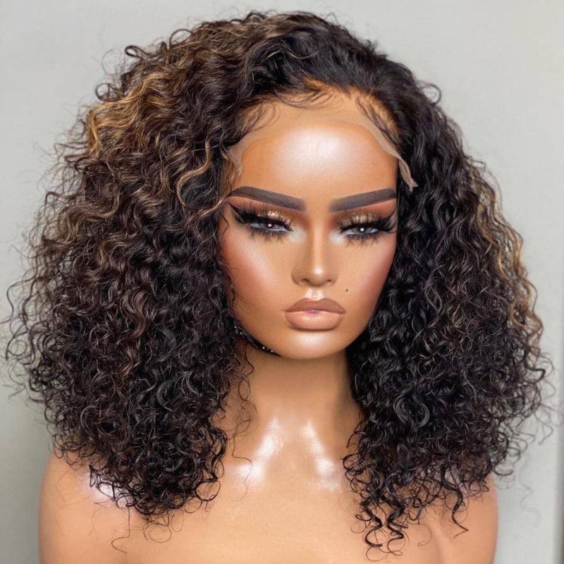 New Alert-Blonde Highlight Closure Lace Wig Curly