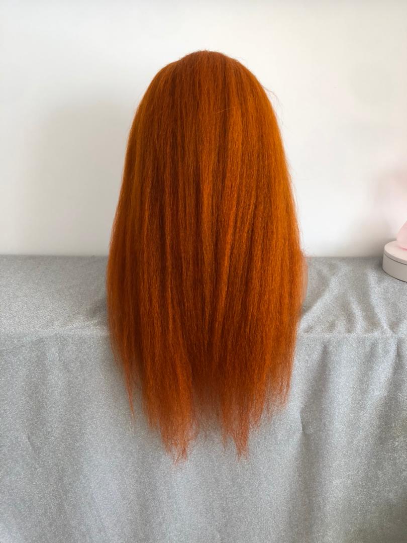 Kinky Frontal Wig Ginger Orange Color Human Hair Wigs