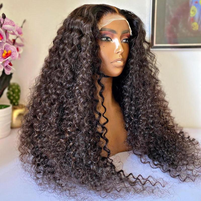 Deep Curly Closure Lace Wig Middle Part