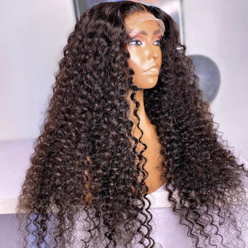 Deep Curly Closure Lace Wig Middle Part