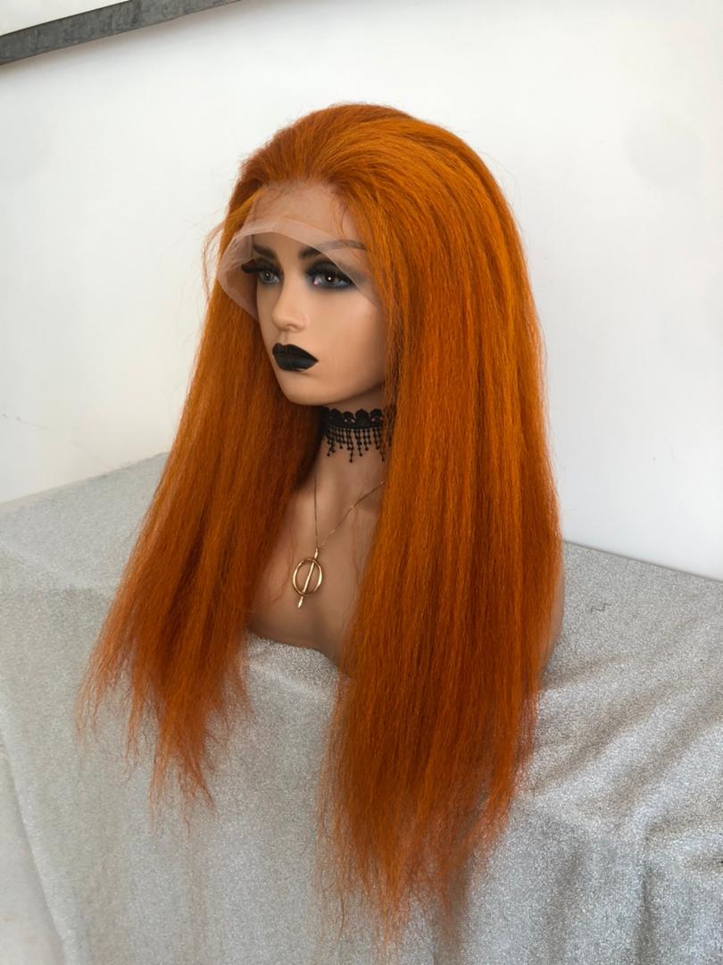 Kinky Frontal Wig Ginger Orange Color Human Hair Wigs