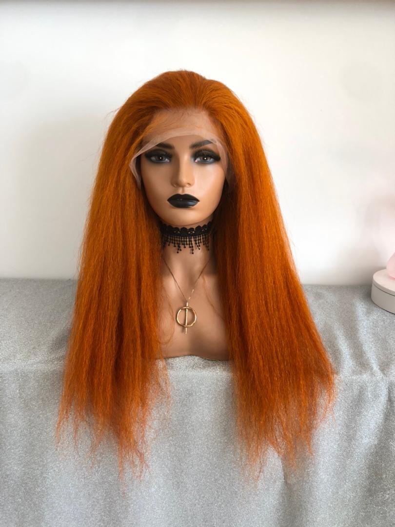 Kinky Frontal Wig Ginger Orange Color Human Hair Wigs